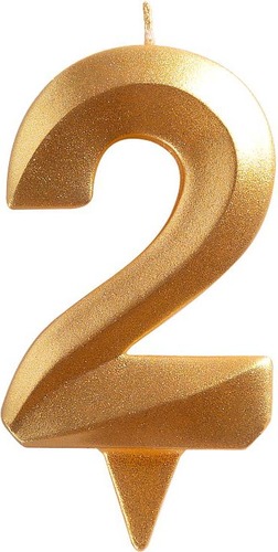 Свеча для торта Мультидом Грань Цифра 2 МС5-12 (золото)