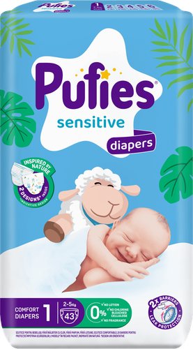 Подгузники Pufies Sensitive Newborn 2-5 кг (43 шт)