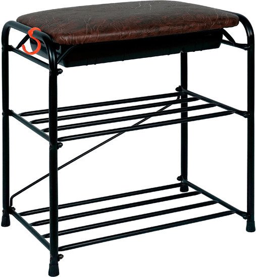 Полка для обуви ЗМИ Альфа 13 с сиденьем и ящиком ПДО А13СЯ (черный)