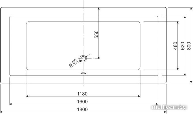 Ванна Cezares Plane 180x80