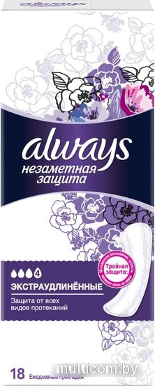 Прокладки ежедневные Always Незаметная защита Экстра удлиненные (18 шт)