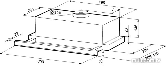 Кухонная вытяжка Krona Kamilla Slim 600 Black/inox (1 мотор) [00021300]