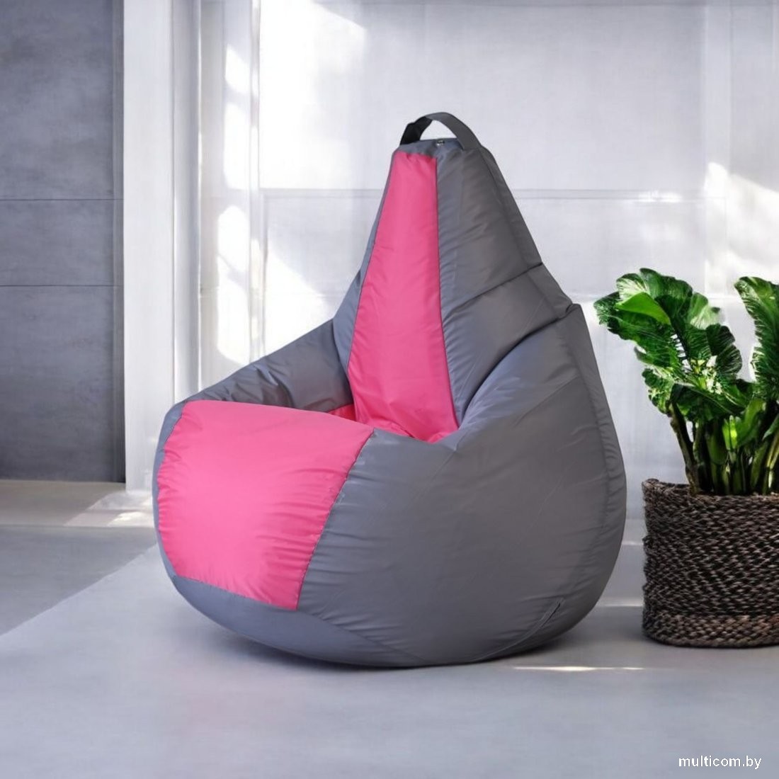 Кресло-мешок Mio Tesoro Груша Kombo XXL GF-130x85-SF (серый/фуксия)