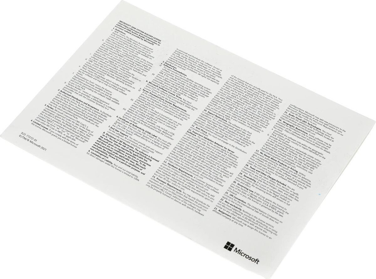 Операционная система Microsoft Windows 11 Pro 64-bit OEI DVD FQC-10528 (1 ПК, английская версия, бессрочная лицензия, для корпоративного использования)