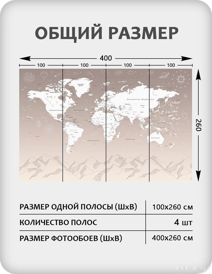 Флизелиновые обои Citydecor Карта мира 25 (400x260см)