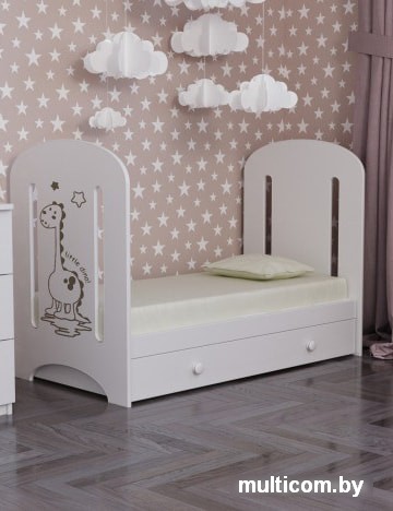 Классическая детская кроватка VDK Dino с маятником и ящиком (белый)