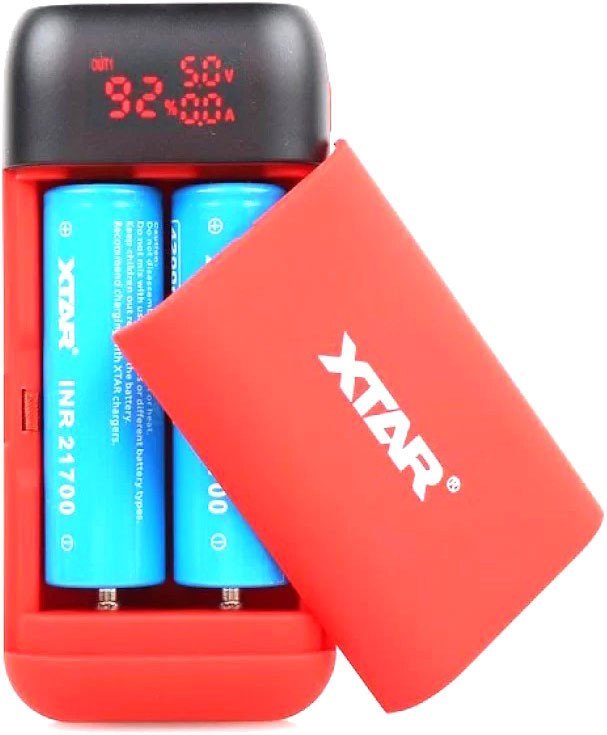 Зарядное устройство XTAR PB2S-Red с USB кабелем