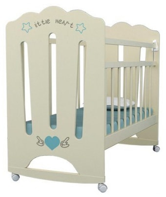 Классическая детская кроватка VDK Little Heart колесо-качалка (слоновая кость)