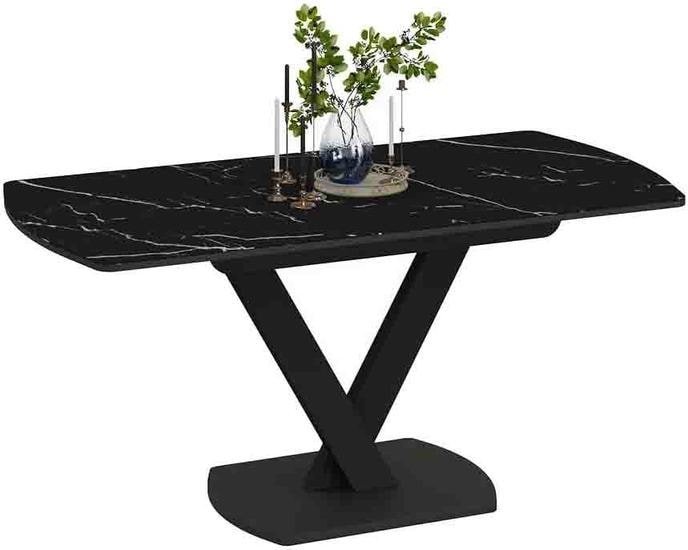 Кухонный стол Трия Салерно Тип 1 (черный муар/стекло черный мрамор)