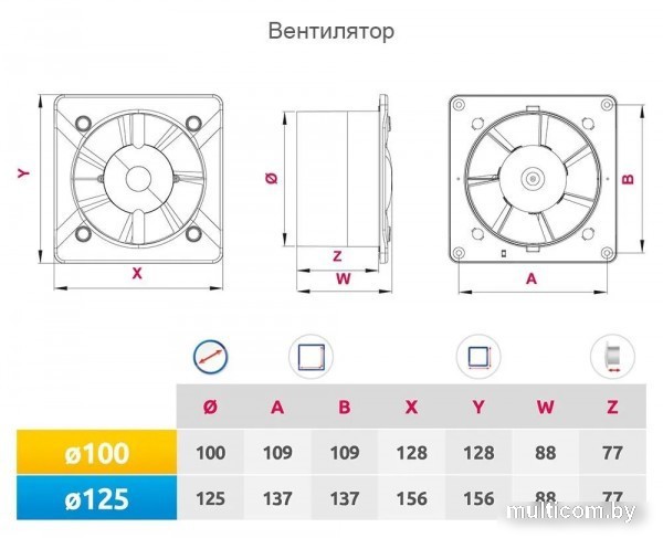 Осевой вентилятор Awenta System+ Turbo 125H KWT125H-PTCB125P