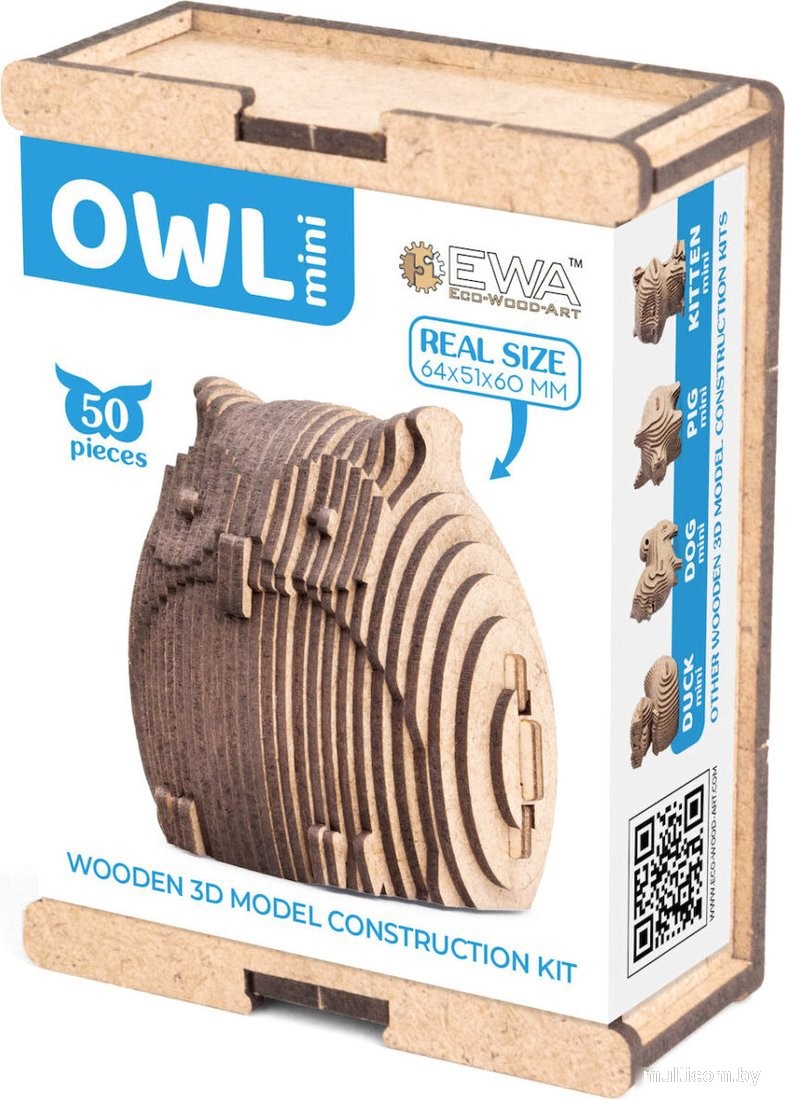 3Д-пазл Eco-Wood-Art Мини. Совушка