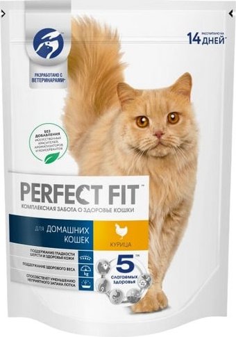 Сухой корм для кошек Perfect Fit Для живущих в помещении взрослых кошек. Курица (650г)