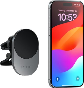 Держатель для смартфона Satechi Qi2 Wireless Car Charger 15W (серый космос)