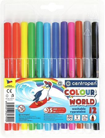Фломастеры Centropen Цветной мир Пингвины 7550/12 TP (12 шт)