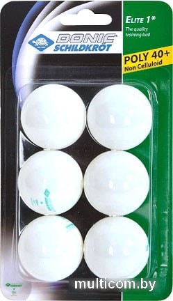 Мяч для настольного тенниса Donic Schildkrot Elite 40+ (белый, 1 звезда, 6 шт.)