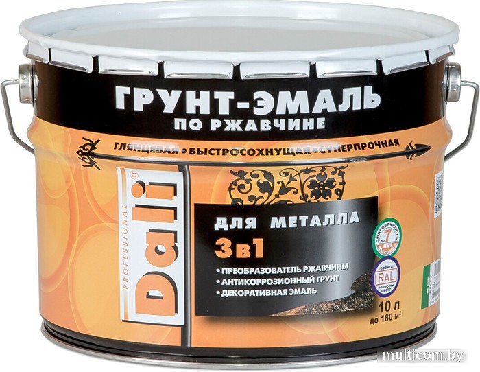 Грунт-эмаль Dali По ржавчине 3 в 1 0.75 л (коричневый)