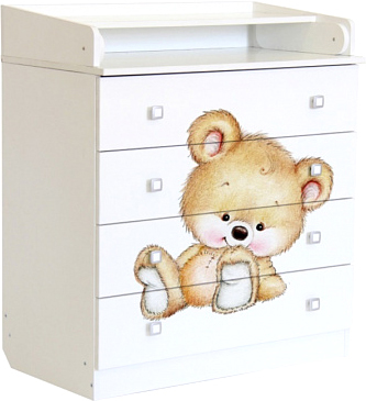 Детский комод Фея 1580 Медвежонок (белый)