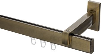 Карниз для штор Sundays Home Флэт Лайн Изи одинарный (заглушка, антик, 2 м)