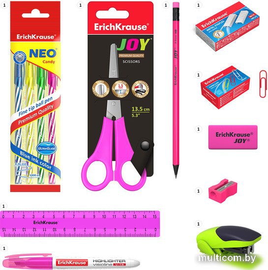 Органайзер настольный Erich Krause Mini Desk, Neon Solid 53227 (розовый)