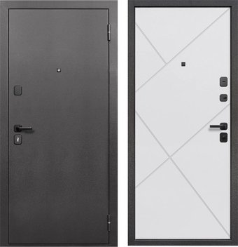 Металлическая дверь Guard 7см серебро/белый матовый (96x205, правая)