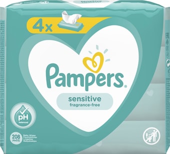 Влажные салфетки Pampers Sensitive (4x52 шт)