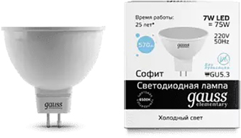 Светодиодная лампочка Gauss Elementary MR16 GU5.3 7W 6500K 13537