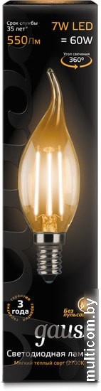 Светодиодная лампочка Gauss LED Filament Candle tailed E14 7Вт 2700К 104801107 (10 шт)