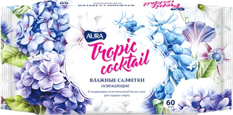 Влажные салфетки Aura Tropic Coctail (60 шт)