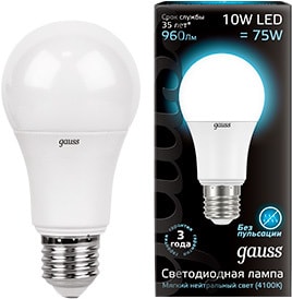 Светодиодная лампа Gauss A60 E27 10 Вт 4100 K 102502210