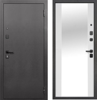 Металлическая дверь Guard Зеркало серебристый/белый матовый (86x205, правая)