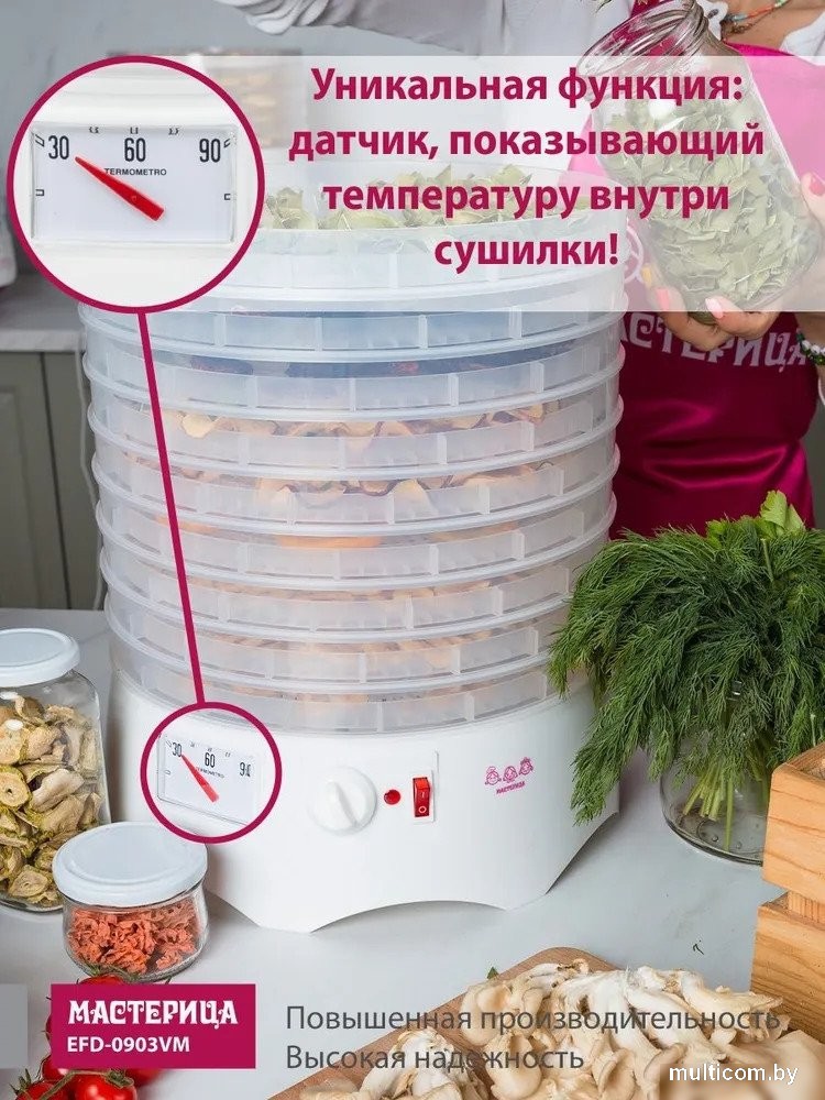 Сушилка для овощей и фруктов Мастерица EFD-0903VM (с прозрачными поддонами)