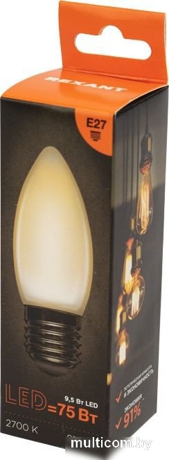 Светодиодная лампочка Rexant Свеча CN35 9.5Вт 915Лм 2700K E27 604-097