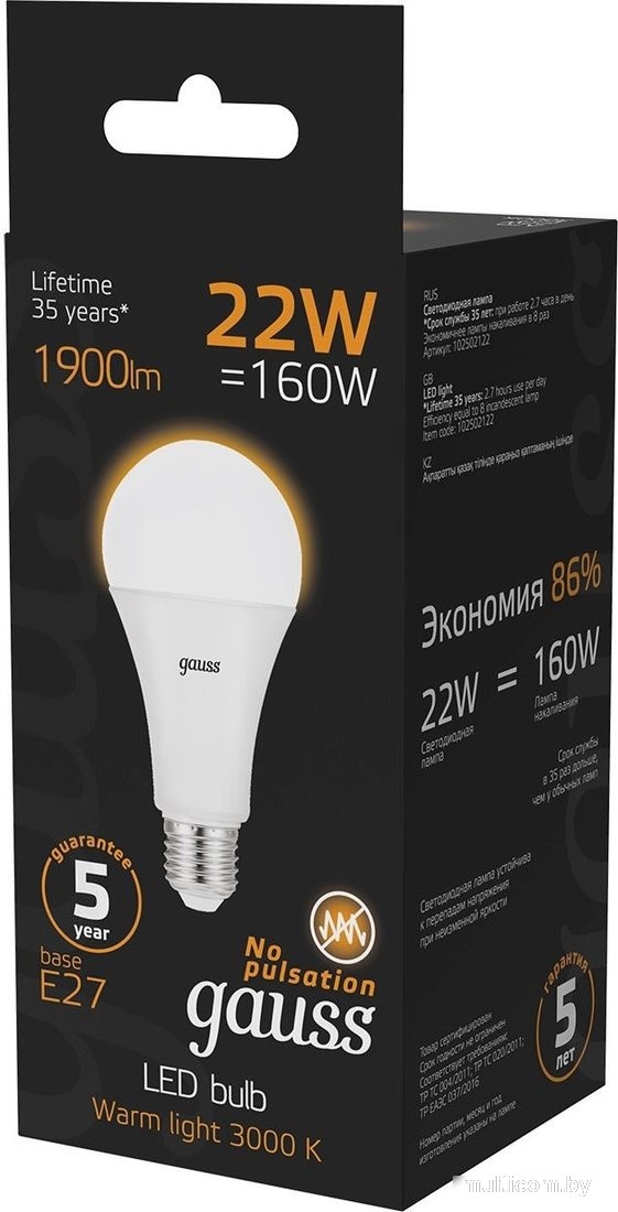 Светодиодная лампочка Gauss 102502122
