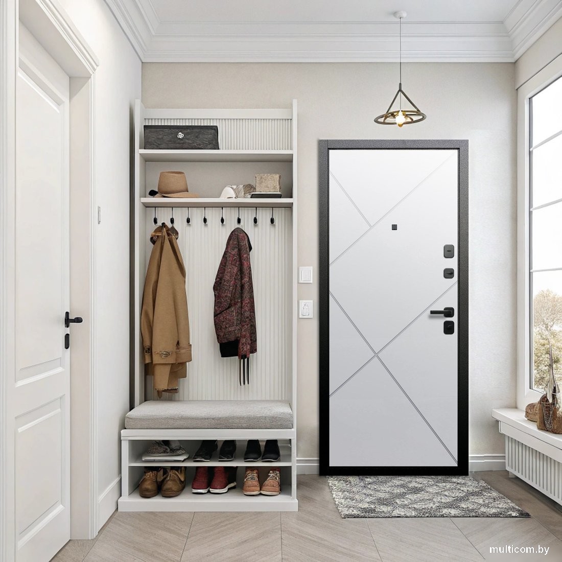 Металлическая дверь Guard 7см серебро/белый матовый (96x205, правая)