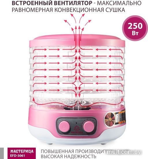 Сушилка для овощей и фруктов Мастерица EFD-3061 (розовый перламутр)