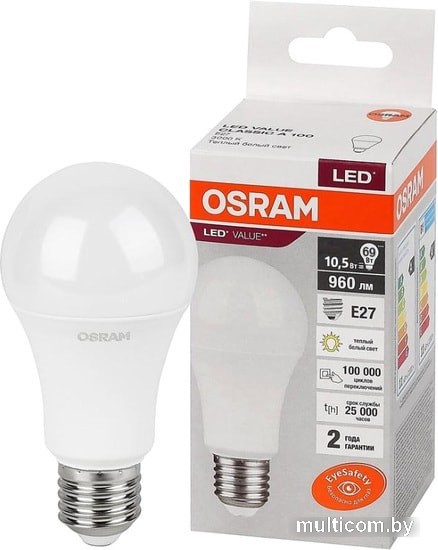 Светодиодная лампа Osram LV CL A100 12 SW/830 230V E27 10X1 RU