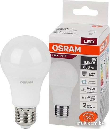 Светодиодная лампа Osram LV CL A75 10 SW/865 230V E27 10X1 RU