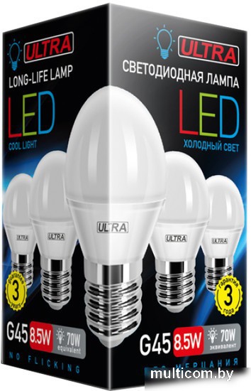 Светодиодная лампа Ultra LED G45 E27 8.5 Вт 4000 К