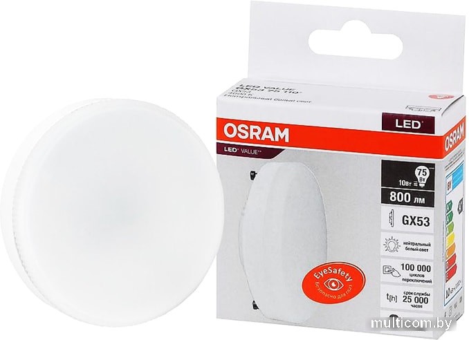 Светодиодная лампа Osram LV GX5375 10 SW/840 230V GX53 10X1 RU