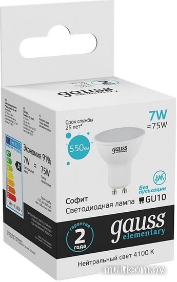 Светодиодная лампа Gauss LED MR16 GU10 7 Вт 4100 К 13627