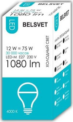 Светодиодная лампочка Belsvet LED-M A60 12 W 4000 К Е27
