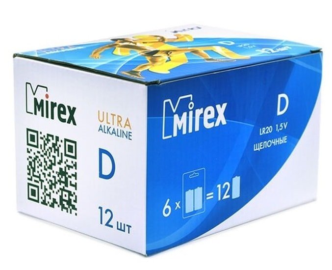 Батарейки Mirex LR20 D Алкалайн 2 шт 23702-LR20-E2