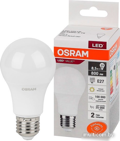 Светодиодная лампа Osram LV CL A75 10 SW/830 230V E27 10X1 RU