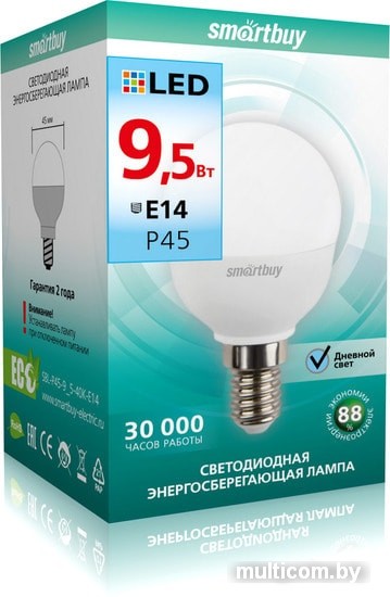 Светодиодная лампа SmartBuy P45 E14 9.5 Вт 4000 К SBL-P45-9_5-40K-E14