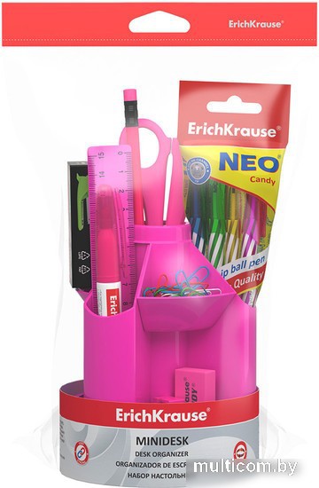 Органайзер настольный Erich Krause Mini Desk, Neon Solid 53227 (розовый)