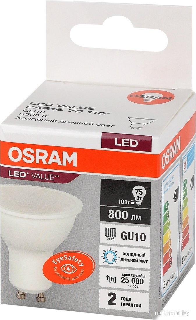 Светодиодная лампочка Osram GU10 10Вт 6500 К LVPAR1675