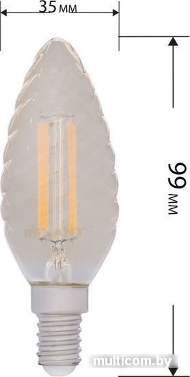 Светодиодная лампочка Rexant Витая свеча LCW35 7.5Вт E14 600Лм 2400K теплый свет 604-119