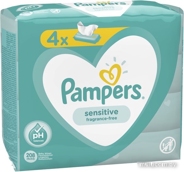 Влажные салфетки Pampers Sensitive (4x52 шт)