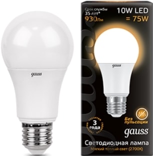 Светодиодная лампа Gauss A60 E27 10 Вт 3000 K 102502110